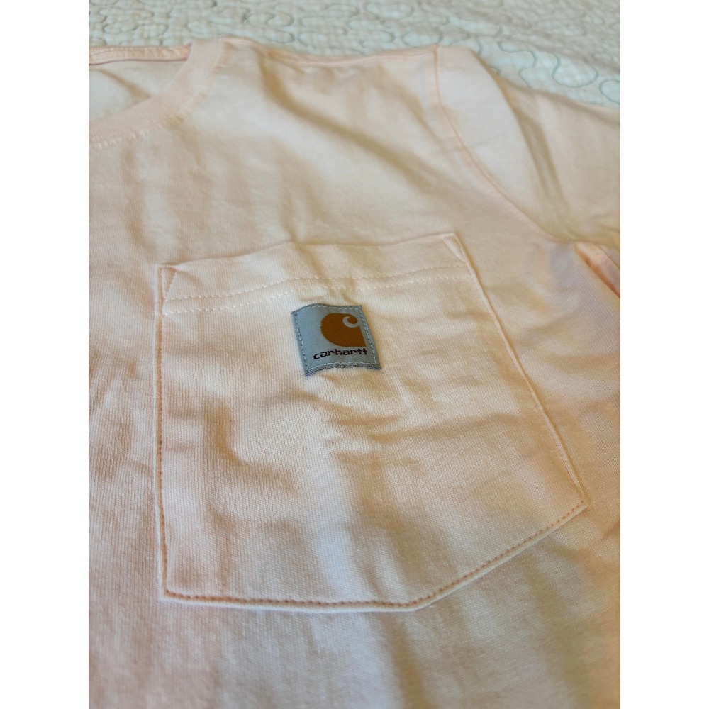 Carhartt Womens Loose Fit Pocket T-Shirt Peach Pink Short Sleeve Tee Small - Picture 2 of 3